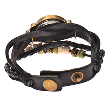 2015 New Hot Sale Original High Quality Women Genuine Leather Vintage Watches Bracelet Wristwatches Leaf Pendant