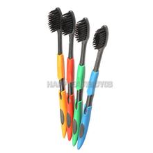 H3#R 4PCS Double Ultra Soft Toothbrush Bamboo Charcoal Nano Brush Oral Care