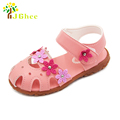 J Ghee 2017 Summer Girls Sandals Anti kick Toe cap Children Shoes PU Leather With Flowers