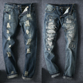2017 Fashion Designer Destroyed Trousers Slim Male Skinny Ripped Jeans Men Distressed Denim Pants Plus Size