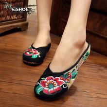 2016 summer canvas fashion ladies slippers national style retro black sexy embroidery leisure women slippers shoes for girls