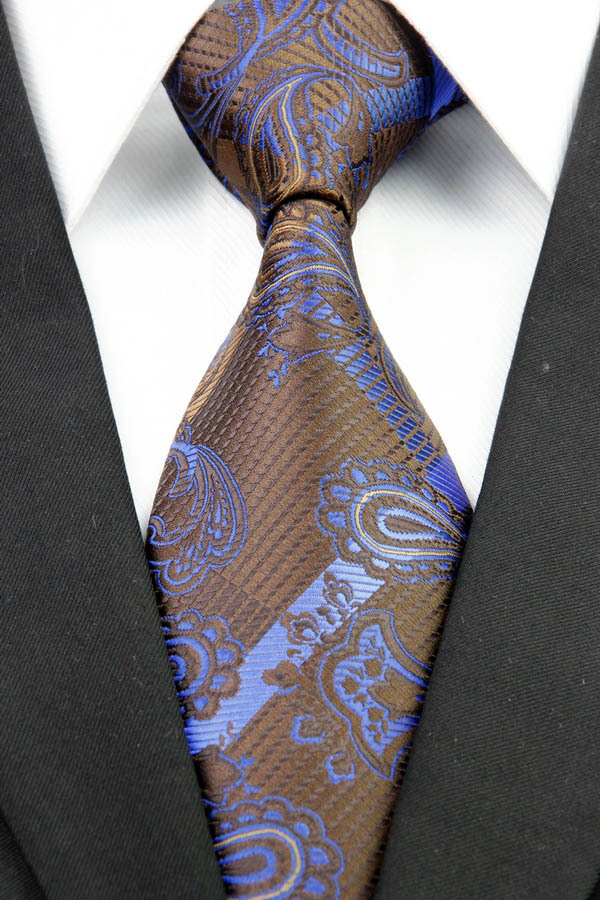 NT0248 Blue Brown Paisley Man s Classic Business Wedding Party Tie Fashion Jacquard Woven Silk Polyester