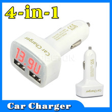 12 В 24 В 4 в 1 автомобильное зарядное устройство двойной DC 5 В 2A — 3а USB температура напряжение тестер адаптер для iPhone 5 6 плюс S6 G2 G3