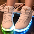2016 brand 7colour glow Casual shoes high help diamond fluorescence luminous led lights usb charging for