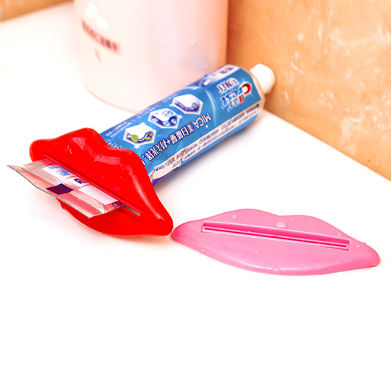 Image of A064 Free Shipping 3pcs Sexy Hot Red Pink Lip Kiss Bathroom accessories Plastic Tube Cream Squeezer Toothpaste Dispenser