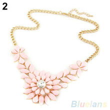 Women s Multicolor Resin Flower Crystal Pendant Collar Necklace Costume Jewelry necklaces pendants 0O7H