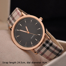 2015 Fashion Vintage Ladies Quartz Lattice Wristwatch Students Plaid Leather Strap Unisex Watches