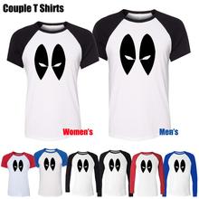 Simple Style Deadpool Marvel DC Comics Eyes Design Printed T-Shirt Men’s Boy’s Graphic Tee Tops Blue or Black Sleeve