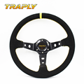 350MM Universal racing steering wheel suede leather OMP car steering wheel Red Stitch Aluminum Frame