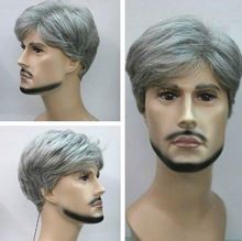Gray Short Top Quality Men’s FULL WIG Free Hot Sale Wig for synthetic queen Unisex male man’s Kanekalon hair no lace Front Wigs