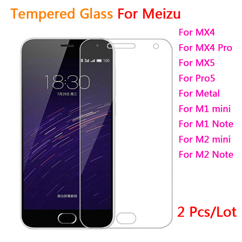 Image of 2 Pcs Premium Tempered Glass Screen Protector For MEIZU MX4 Pro MX5 Pro5 protective film For M1 mini note ,M2 mini note Metal