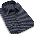 2016 New Men Striped Luxury Brand Dress Shirt Spring Autumn Long Sleeve Cotton Linen Slim Fit