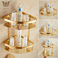 AG Series Fashion Golden Polished Space Aluminum Bathroom Shelf Single Double Layer Corner Shelf Bathroom Basket