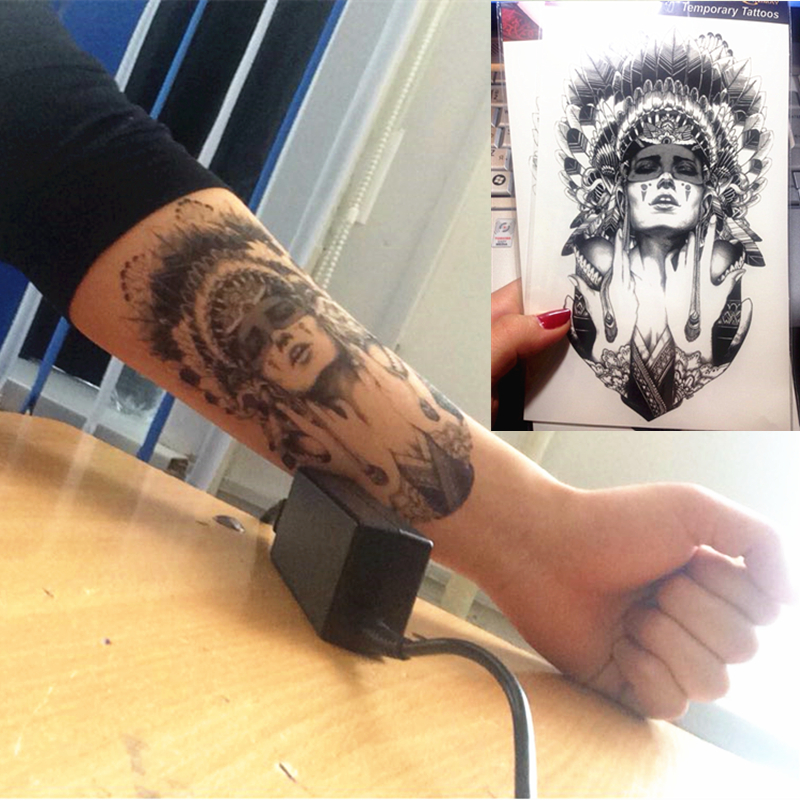 Image of The Revenant Indian Warrior Temporary Tattoo Body Art Flash Tattoo Stickers 12*20cm Waterproof Tatto Henna Tatoo Wall Sticker