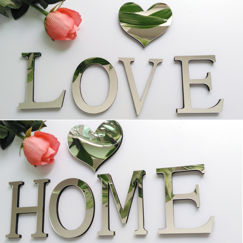 Image of 2016 Hot Acrylic Mirror 3D DIY wall sticker stickers English letters home decoration free shipping creative modern design