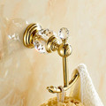 luxury crystal brass golden hook bathroom hangings gold towel rack clothes hook Bathroom Accessories 4560
