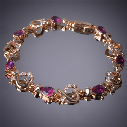Image of 2014 Hot Selling Heart Shaped Bracelets 18K Gold Plated Austrian Crystal Bracelet & Bangle For Women Free Shipping Wholesale