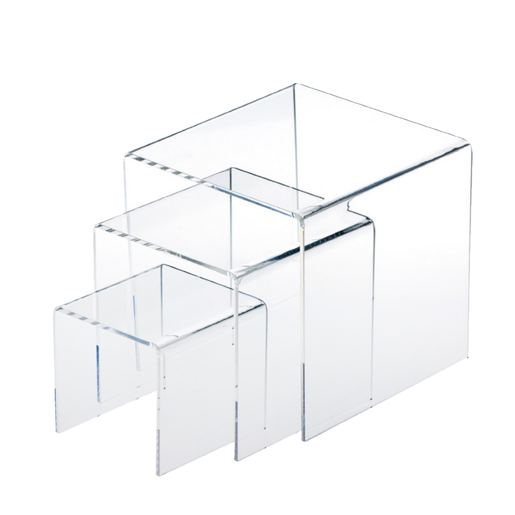 Jusalpha 3.25 Inches Small Clear Acrylic Riser Set Showcase for Jewelry Display Stand
