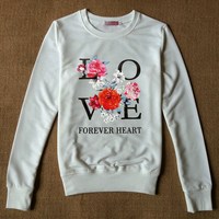 Elina 2015woman felpe donna FLORAL love print sweatshirt jogging survetement femme sudaderas mujer hora de aventura hoodie s m l