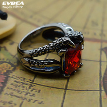 EVBEA Adjustable Size Rings Ruby Dragon Claw Biker Finger Ring Punk Rock Style Newest Jewelry For