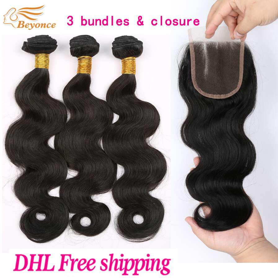 Image of 7a brazilian virgin hair with closure 3 bundles body wave with closure human hair ms lula hair with closure and bundles