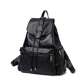 Fashion Preppy Style Drawstring Schoolbag Women Black Designer Daypack Travel Bag Trendy New Flap Packsack Belt