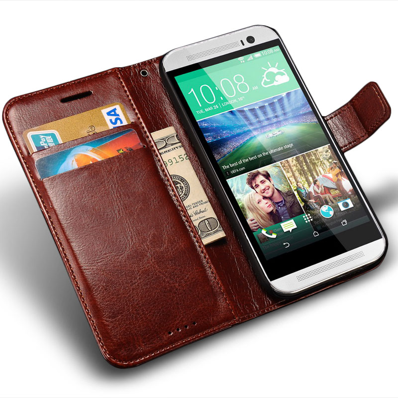 For HTC M8 Luxury PU Leather Wallet Case For HTC One M8 Flip with Stand Design