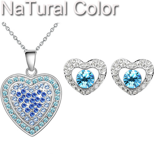 ... White-Gold-Plated-Rhinestone-Heart-Angel-Tear-jewelry-sets-Necklace