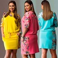 plus size women clothing summer dress new printing leisure fashion woman dress Large size L
