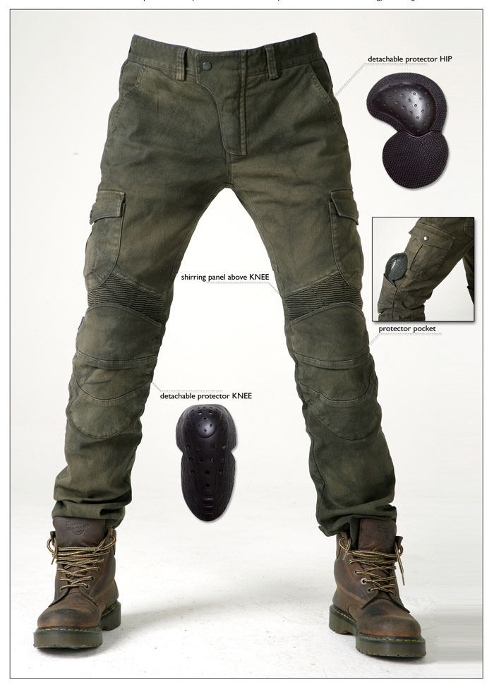 Image of Uglybros MOTORPOOL UBS06 jeans Leisure motorcycle jeans pants of locomotive army green