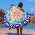 Women Fashion Stylish Relaxing Circle Shawl Pashmina Tassel Printed Cape Sunblock Cover up Smock Beach Towel