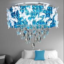 Circle crystal lamp bedroom blue brief modern remote control dimming palette ceiling light