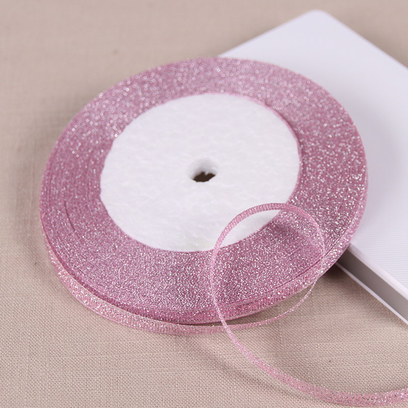 Description Picture 6 of item25Yards 6mm Silver Gold Glitter Silk Satin Ribbon Party Home Wedding Decoration Gift Wrapping Christmas Halloween DIY Material