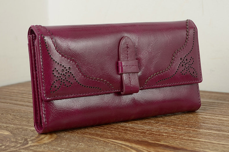 Imported Grain Leather Korea Style Burnished Leather Women's Long