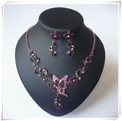 TZ1301-Unique-Fashion-Star-style-Fine-Jewelry-Sets-Multicolor-Butterfly-pendant-Chain-statement-Necklaces-Earrings-for