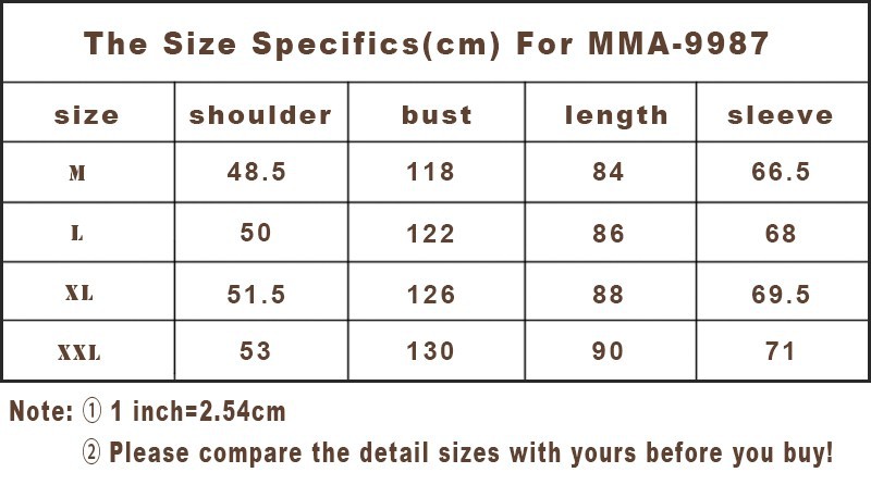 MMA-9987 SIZE