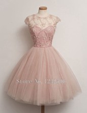 Vintage Short Tulle Women Gowns Light Pink Cocktail Dresses With Cap Sleeves And Pearls Robe De Cocktail For Weddings Prom Party