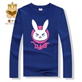 High quality cotton long sleeve t shirt DVA character rabbit pink and white print tee shirt