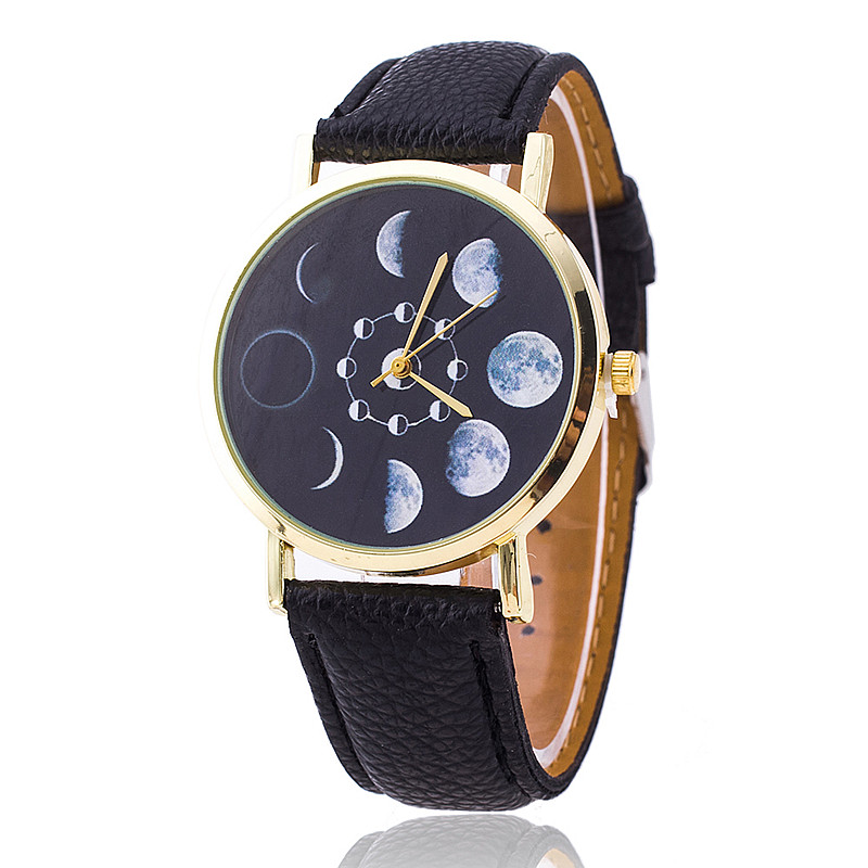 Moon Phase Astronomy Space Watch Fashion Women Quartz Watches Casual Leather Wrist Watch Relogio Fem