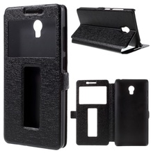 Dual Windows Silk Leather Stand Cover for Lenovo Vibe P1