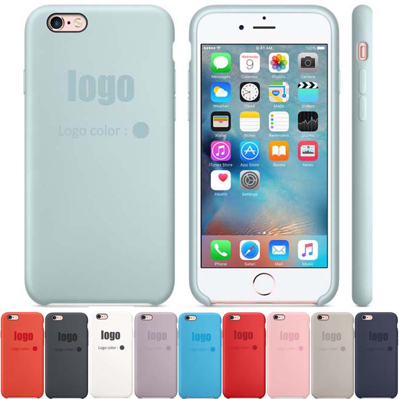 Image of 11 colors with logo! for apple iphone 6S 6S plus 2015 New Elegant luxury 1:1 official Copy Ultra slim Silicone Hard case cover