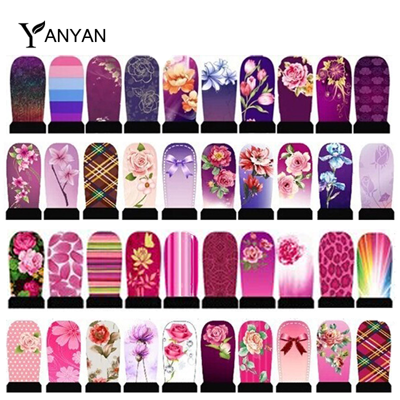 Image of 5sheets Water Transfer Nail Stickers Flowers Leopard Designs Nail Tips Wraps DIY Nail Decals
