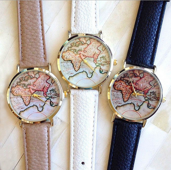Image of Free shipping 2016 New Hot Sale Fashion World Map belt fashion quartz watch Geneva Wristwatch for women W150