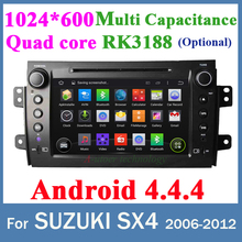 For SUZUKI SX4 2din dvd gps Quad core RK3188 cpu 1024*600 screen GPS WIFI 3G USB Bluetooth Car radio stereo Capacitive screen