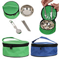 Eco friendly Outdoor 3 in1 Cutlery Set Stainless Steel Bowl Spoon Folding Chopsticks Protable Picnic Travel