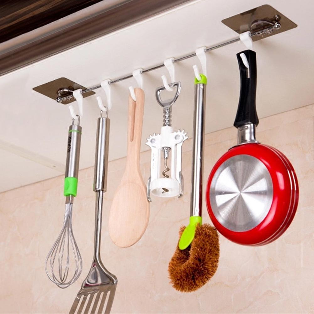 2019 Wall Mounted Kitchen Utensil Holder With 6 Hooks Cookware