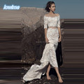 Milva Bridal Boho Beach Two Pieces Mermaid Wedding Dresses 2017 Sheer Neck Half Sleeves Vintage Lace