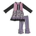 Beautiful Persnickety Remake Toddler Girl Outfits Violet Floral Dress and Pants Kid Boutique Clothes Children Clothing