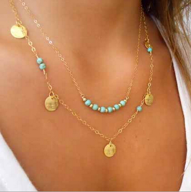 Image of aiffry 2015 multi layer necklace gold Fashion Choker Gold Plated Beads Necklaces For Women Statement necklaces & pendants N2114