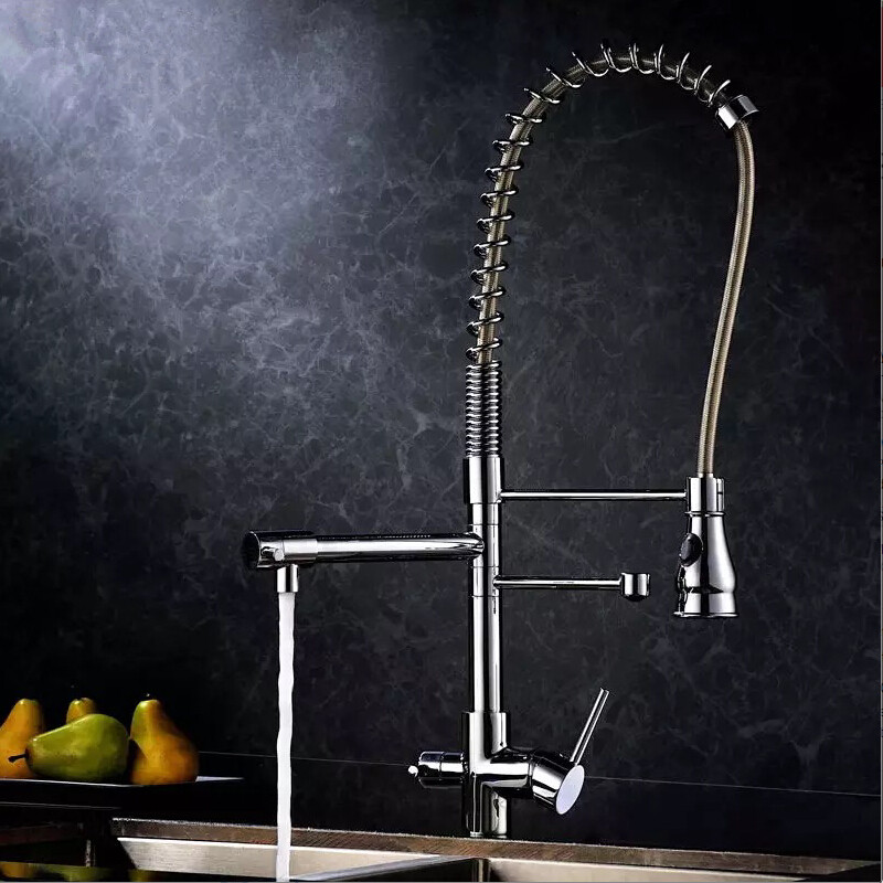 2015 pull out with spray pure water kitchen faucet 3 way double function filler Kitchen Faucet Three Way Tap for Water Filter